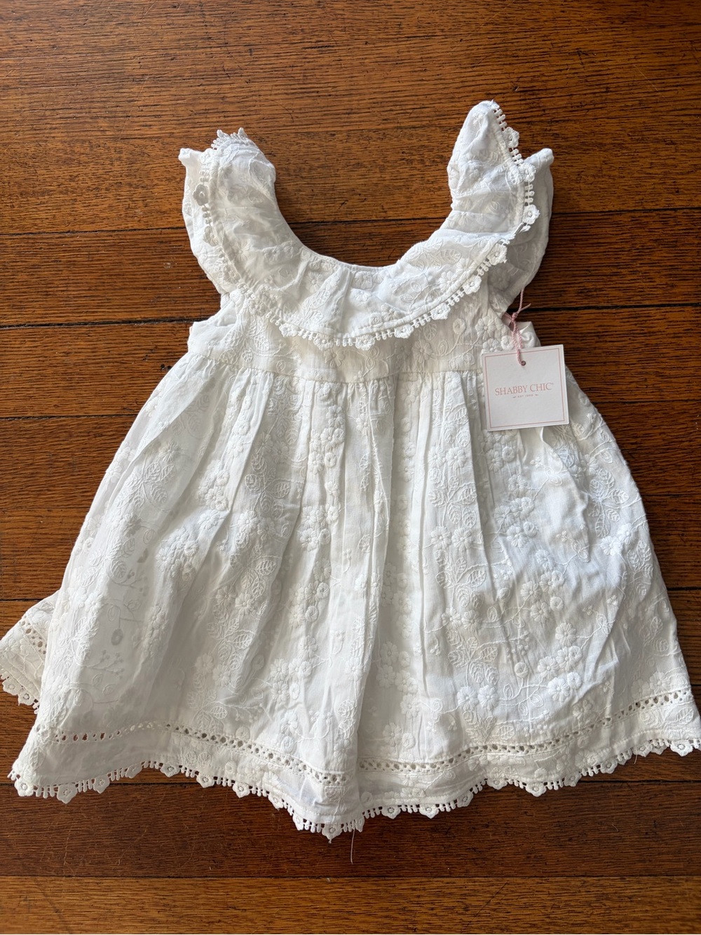Shabby Chic Embroidered White Baby Dress, 6-9month, NWT